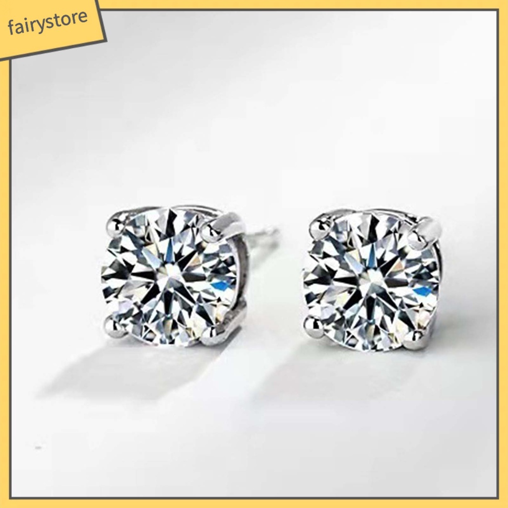 1 Đôi Bông Tai Hình Học Đính Đá Phong Cách Hàn Quốc Thời Trang