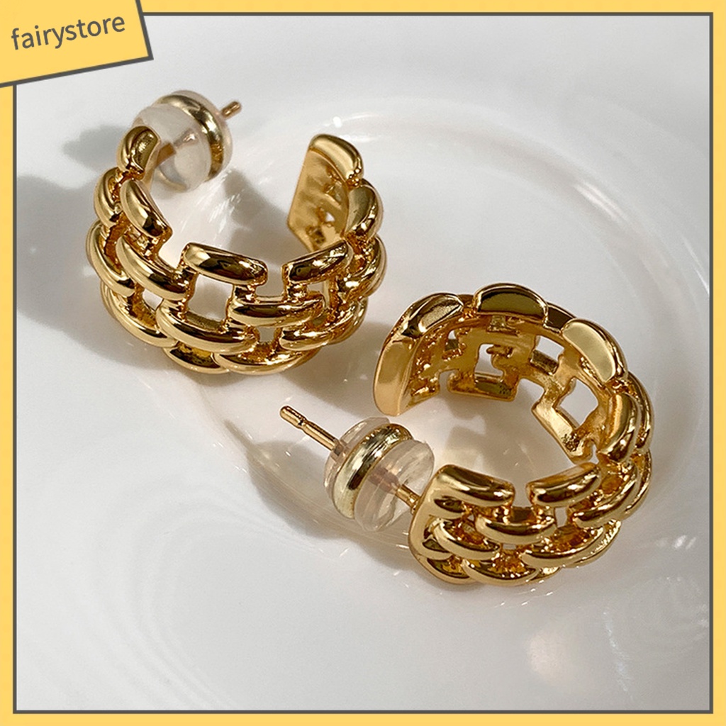 1 Đôi Bông Tai Dạng Vòng Hở Màu Vàng Bóng Cao Không Gây Dị Ứng Thời Trang Thích Hợp Làm Quà Tặng Cho Bạn Gái