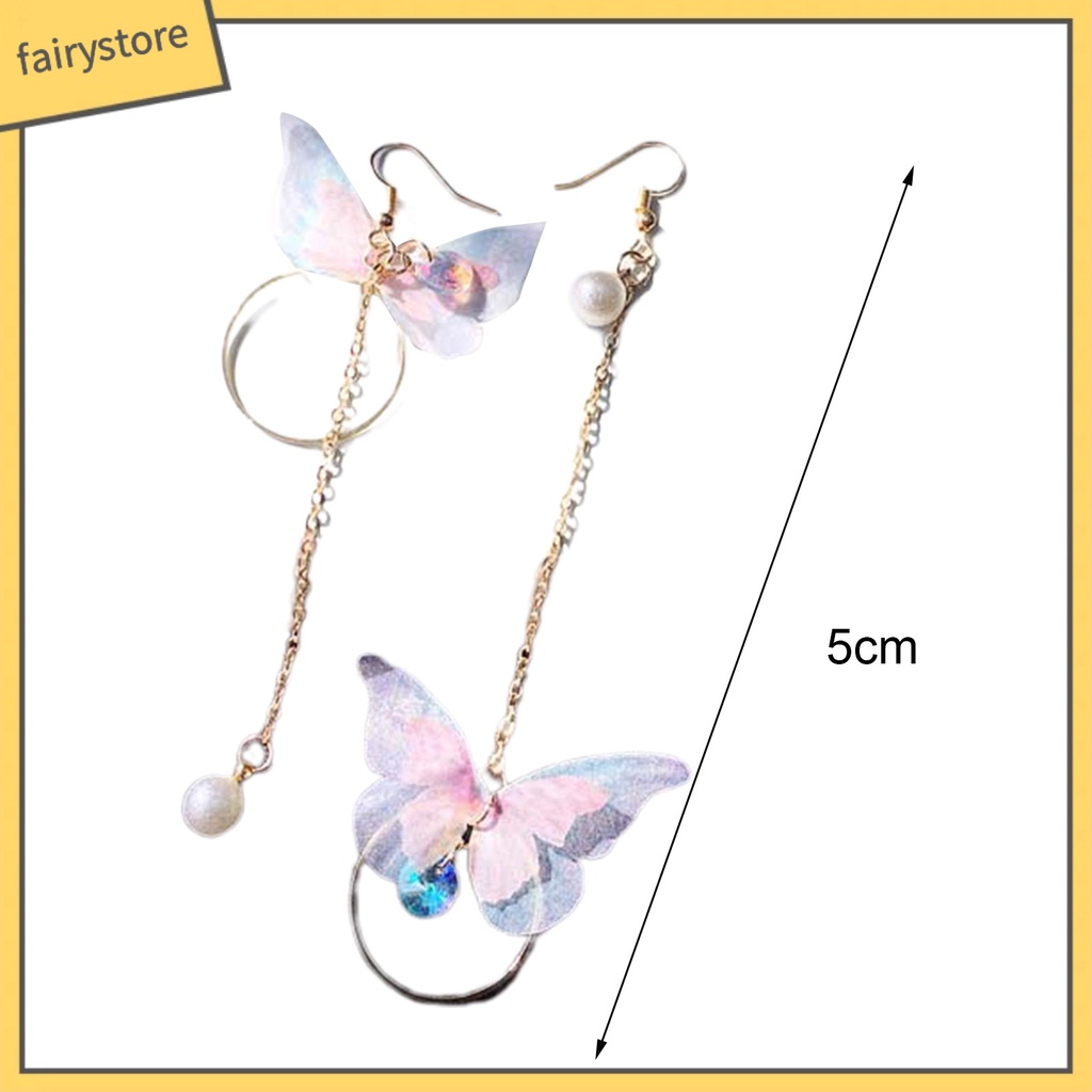 1 Đôi Bông Tai Chuỗi Tròn Đính Ngọc Trai Giả Hình Bướm Phong Cách Retro