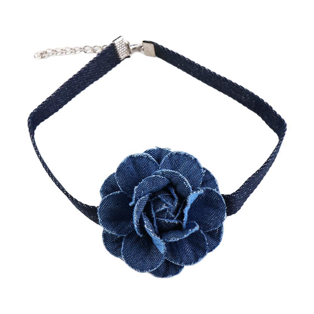 AROMA Vòng Cổ Choker Mặt Hoa Hồng Xanh Dương Thiết Kế Ngọt Ngào Hợp Thời Trang Cho Nữ