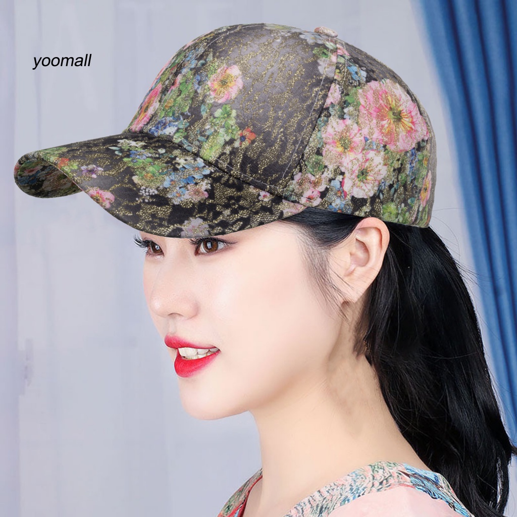 Mũ Lưỡi Trai Có Thể Điều Chỉnh Chống Gió / Tia UV Vành Rộng In Họa Tiết Hoa Thời Trang Đường Phố Cho Nữ