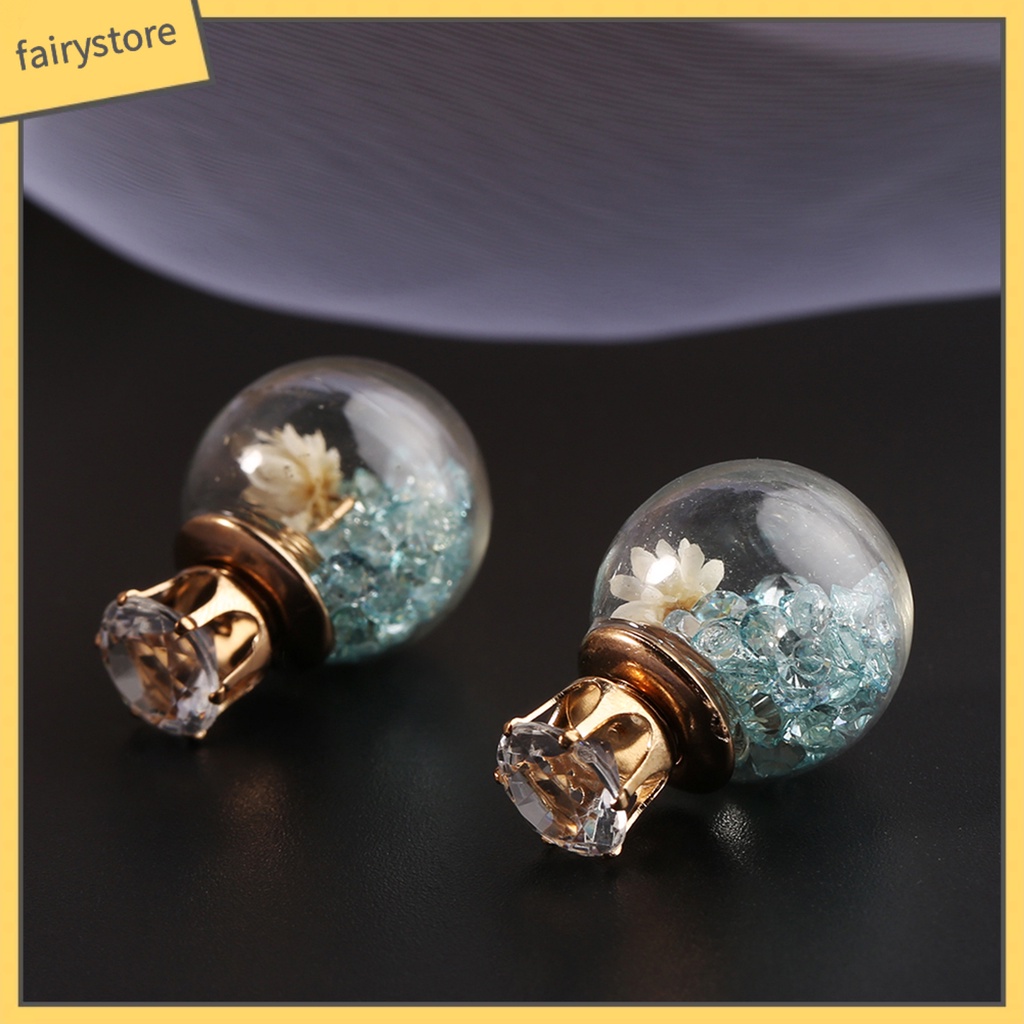 1 Đôi Bông Tai Hình Cầu Đính Hoa Ngọt Ngào Thoải Mái