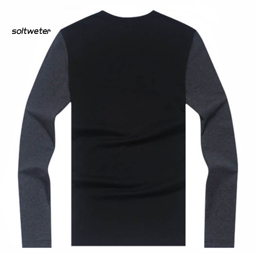 Áo Sơ Mi Cổ Tròn Phối Màu Tương Phản Thời Trang Mùa Xuân Cho Nam