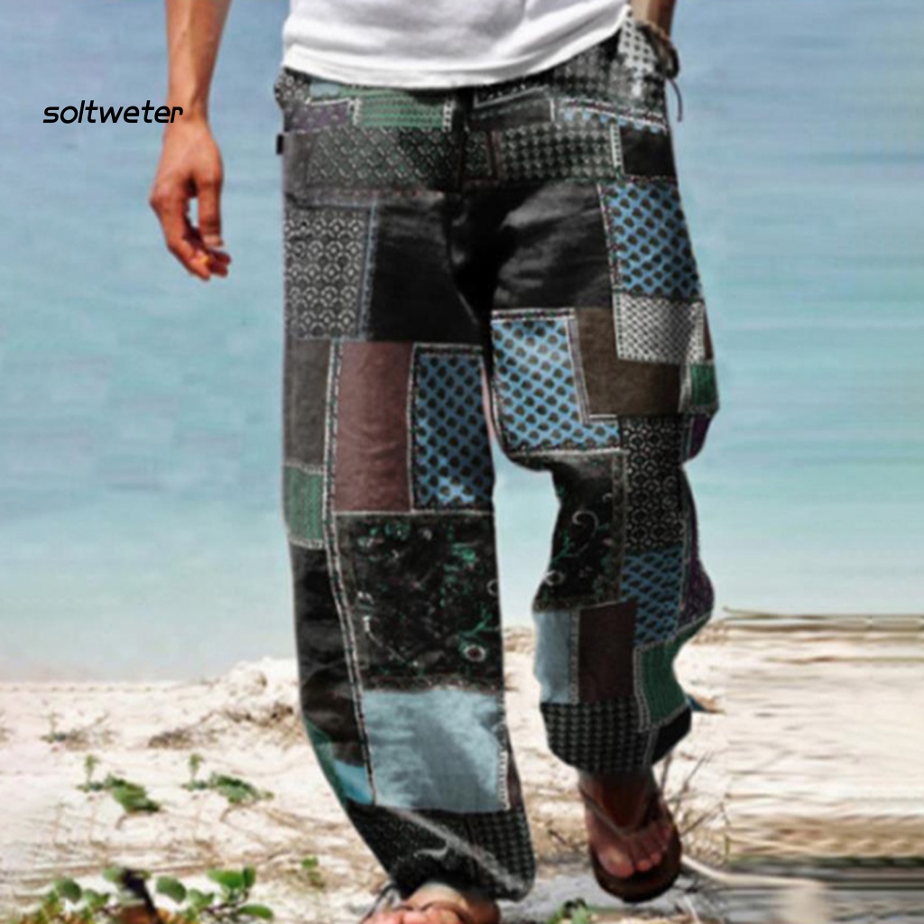 Quần Dài Eo Cao Dáng Rộng In Họa Tiết Phong Cách Bohemian Thời Trang Xuân Thu Đi Biển Cho Nữ