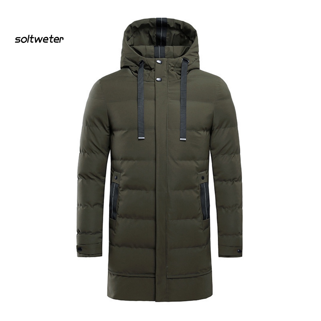Áo Khoác Phao Cotton Tay Dài Có Mũ Trùm Và Dây Rút Thời Trang Thu Đông Cho Nam