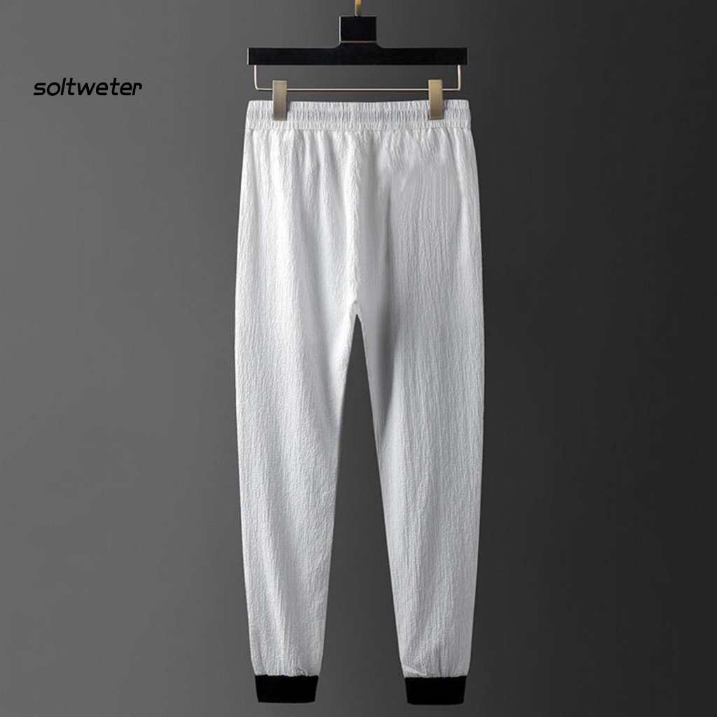 1 Bộ Quần Jogger Bằng Polyester Siêu Mềm Thấm Hút Mồ Hôi Phối Dây Rút Thiết Kế Đơn Giản Cho Nam