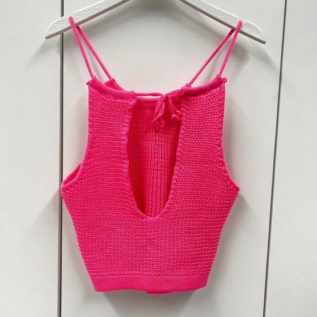 Áo Hai Dây Dệt Kim Dáng Ngắn Thời Trang Mùa Hè Cho Nữ