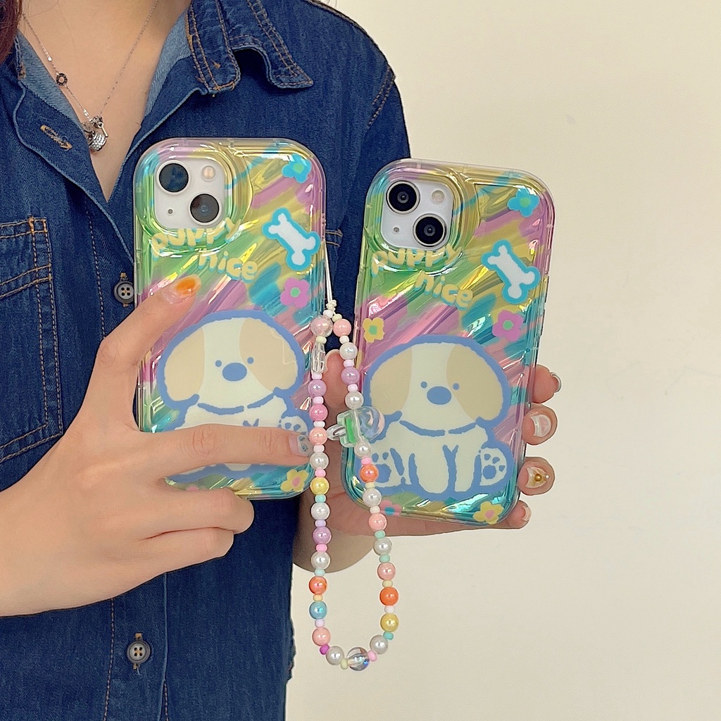 Ốp Điện Thoại TPU Dẻo Màu Laser Họa Tiết Hoạt Hình Chú Chó Dễ Thương Chống Sốc Cho iPhone 11 13 12 14 Pro Max