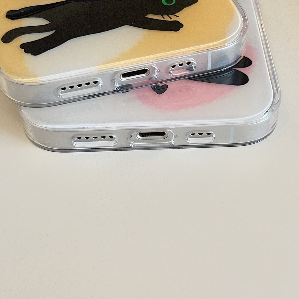 Ốp Điện Thoại imd Mềm Trong Suốt In Hình Mèo Đen Dễ Thương Có Giá Đỡ Cho iPhone 11 13 12 14 Pro Max