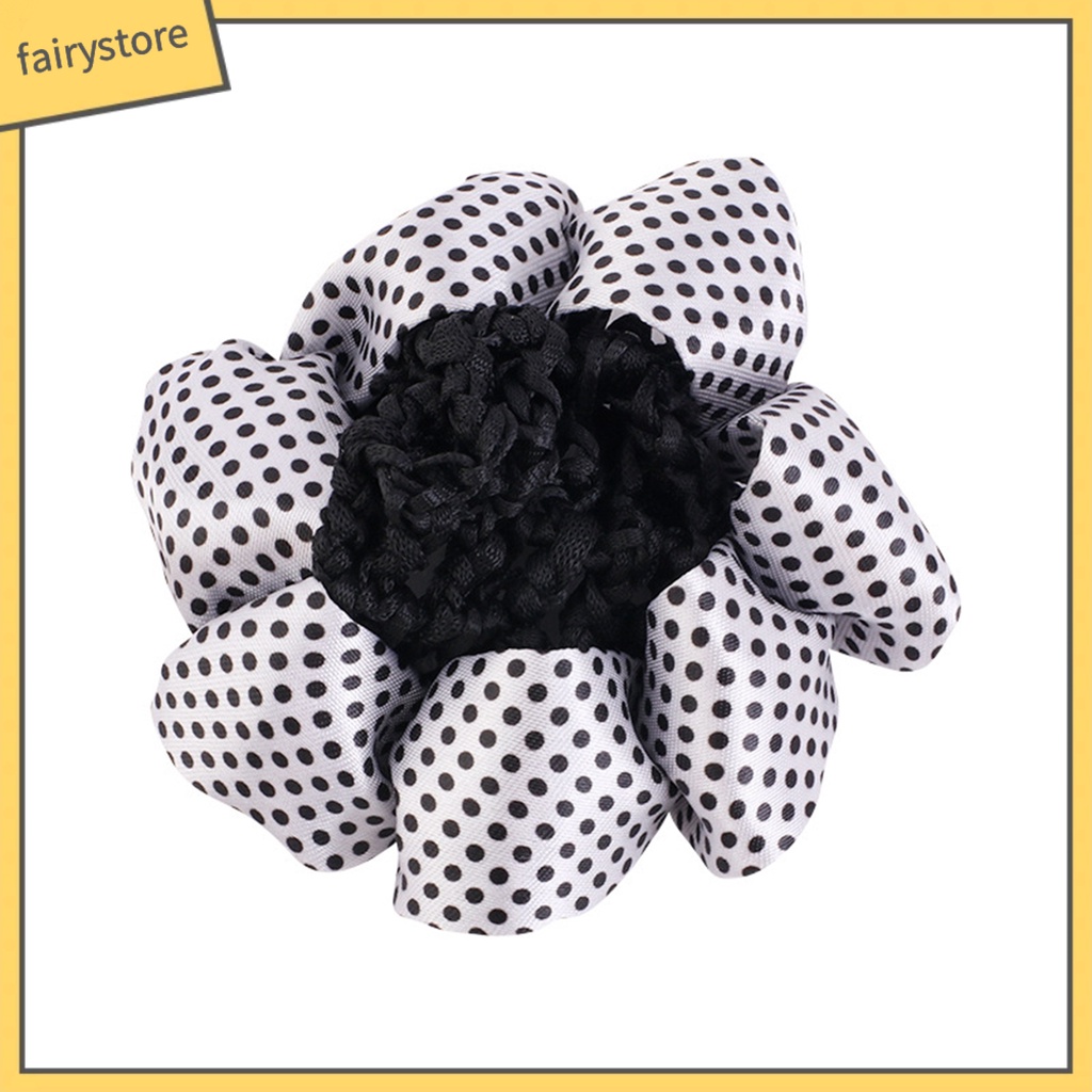 [FRO] Lưới Buộc Tóc Mềm Mại Co Giãn Cao In Họa Tiết Chấm Bi Màu Tương Phản Nhẹ Nhàng Dành Cho Nữ