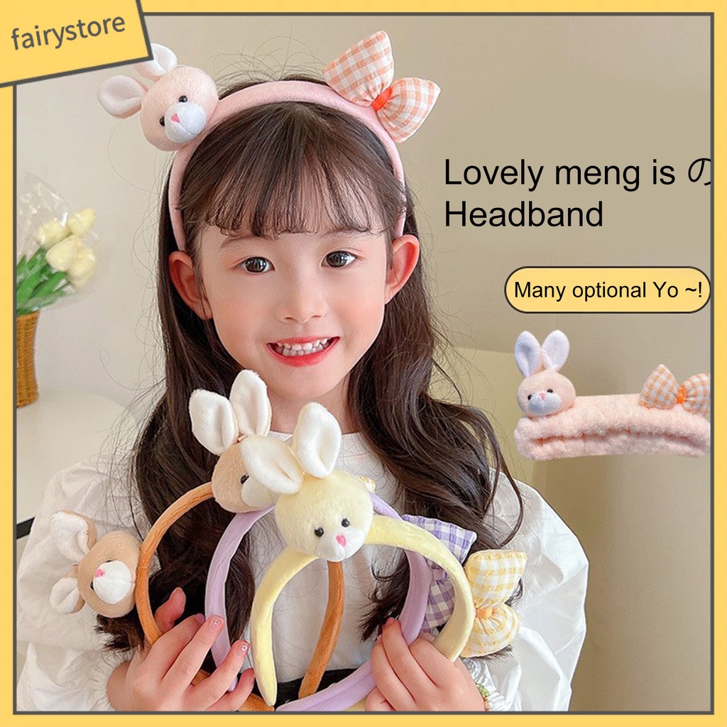 Băng Đô Cài Tóc Hình Thỏ Hoạt Hình Màu Sắc Tươi Sáng Vui Nhộn Chống Trượt Cho Nữ