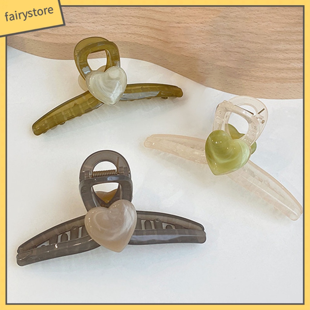 Kẹp Tóc Càng Cua Chống Trượt Hình Trái Tim Kích Thước Lớn Ổn Định Cho Nữ