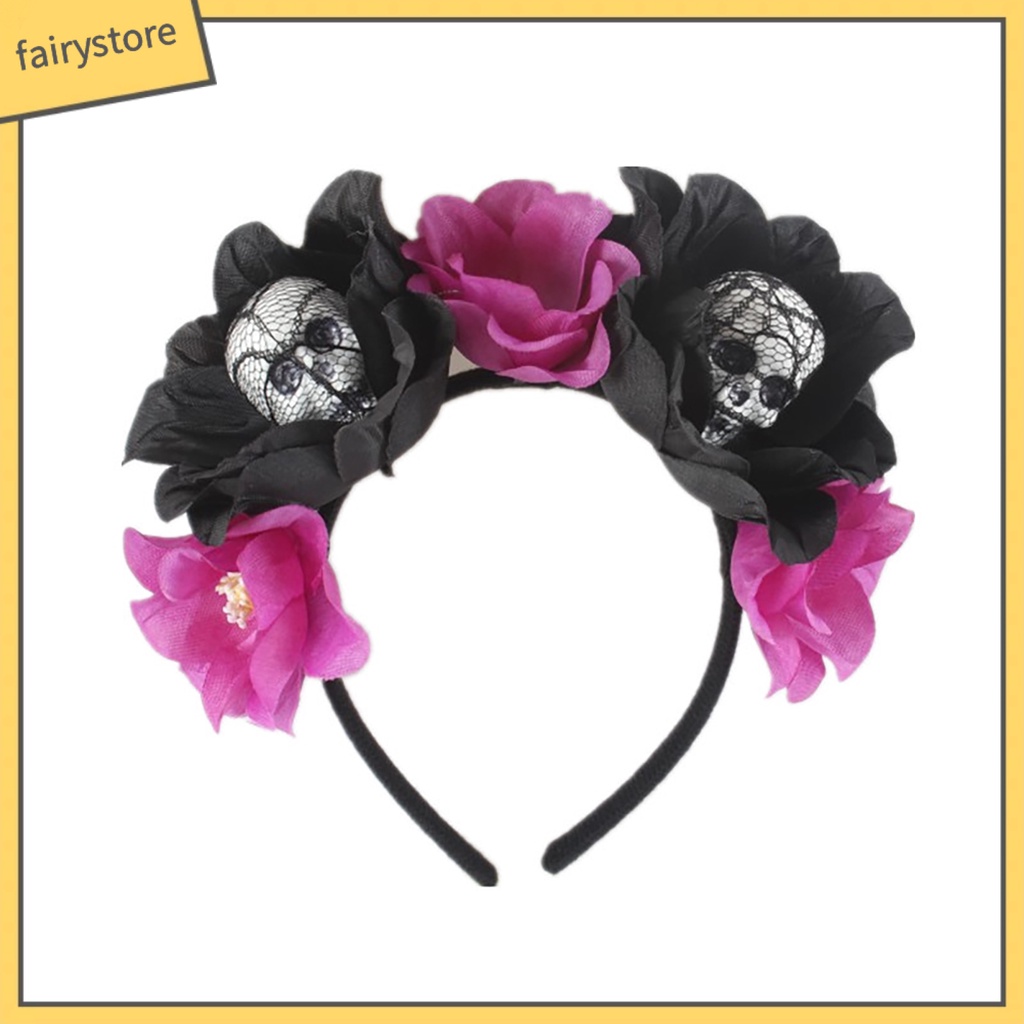 Băng Đô Cài Tóc Hình Đầu Lâu Sáng Tạo Co Giãn Trang Trí Halloween