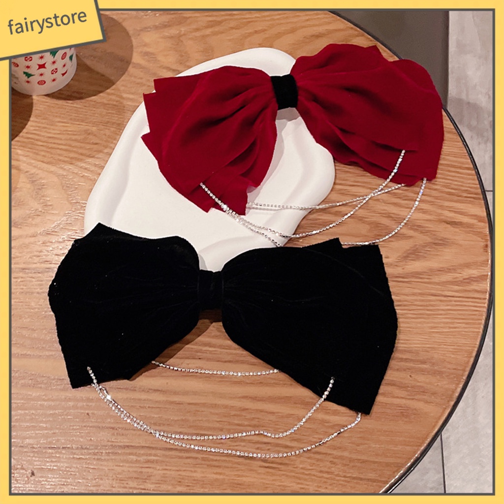 Kẹp Tóc Nơ Phối Tua Rua Nhiều Lớp Đính Đá Lấp Lánh Thời Trang Cho Nữ