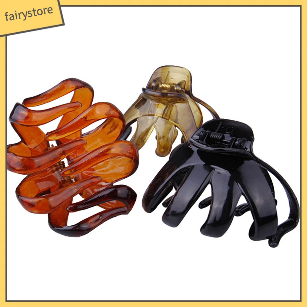 Set 4 Kẹp Tóc Càng Cua Chống Rơi Màu Trơn Phong Cách Hàn Quốc Cho Nữ