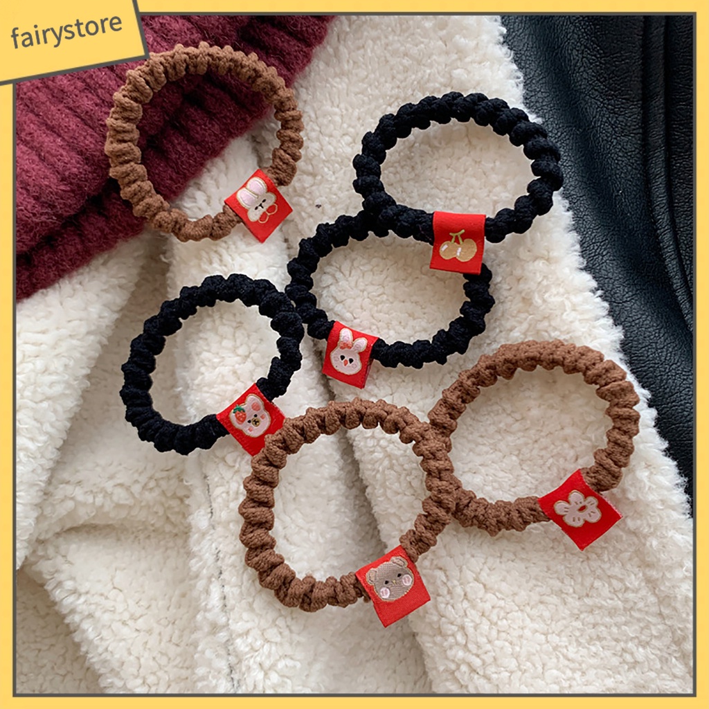 Bộ 2 Dây Cột Tóc Co Giãn Chống Trượt Hình Thỏ Xinh Xắn