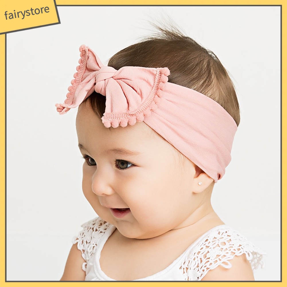 Băng Đô Thắt Nơ Bằng Nylon Mềm Co Giãn Dành Cho Bé Gái