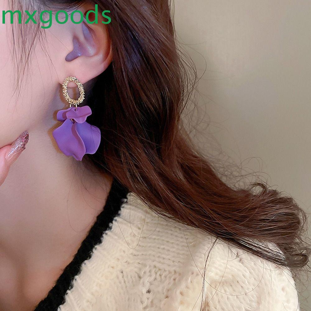 Mxgoods Khuyên Tai Thả Hình Cánh Hoa Tinh Tế Bằng Hợp Kim Acrylic Phong Cách Hàn Quốc Cho Nữ