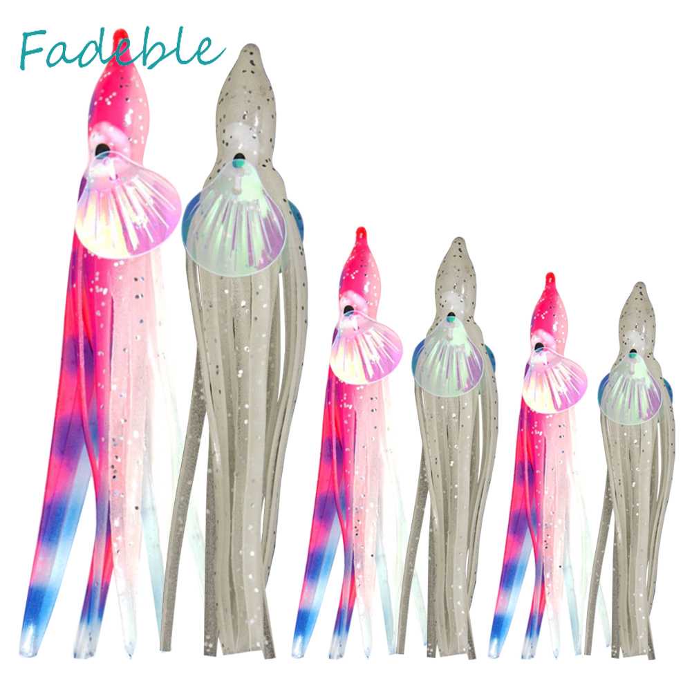 Bộ 10 Mồi Câu Giả Hình Bạch Tuộc Mềm 5cm 6cm 10cm