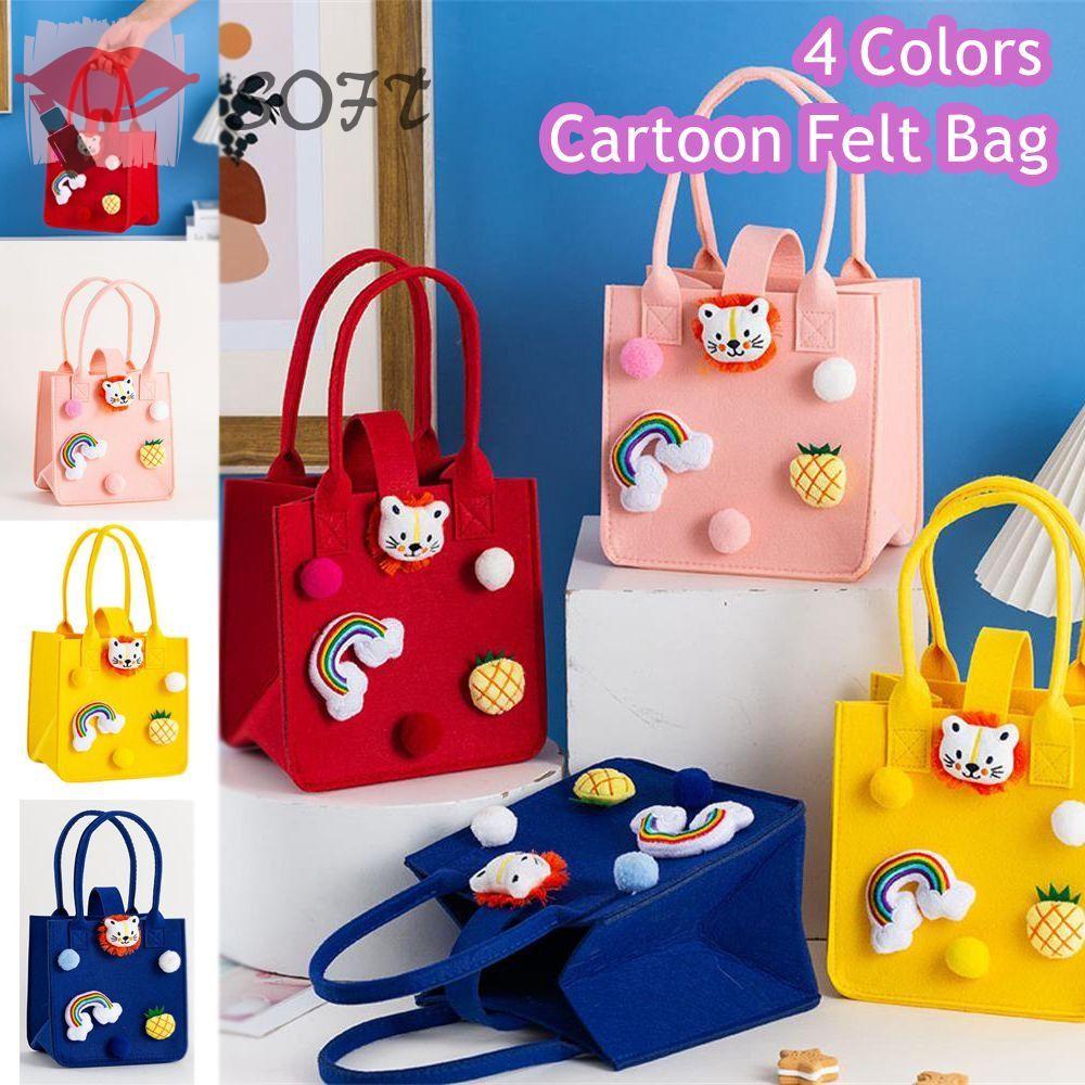 SOFTNESS Túi Tote Bằng Vải Nỉ Thiết Kế Hoạt Hình Cho Nữ