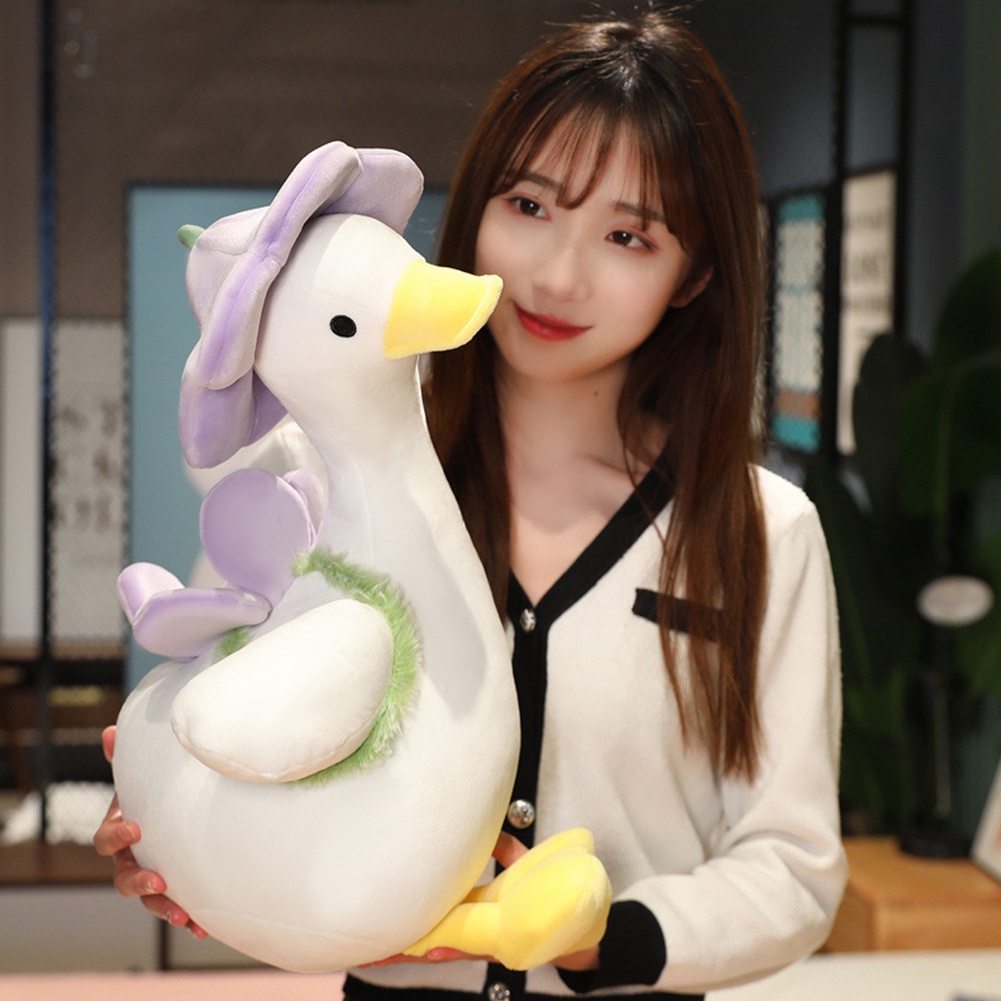 Thú Nhồi Bông Hình Chú Ngỗng Đội Nón Hoa Dễ Thương