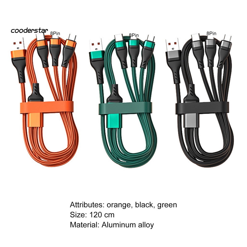 Dây Cáp Sạc USB 3 Trong 1 Bằng Hợp Kim Nhôm Chống Oxy Hóa Cho Điện Thoại / Máy Tính Bảng