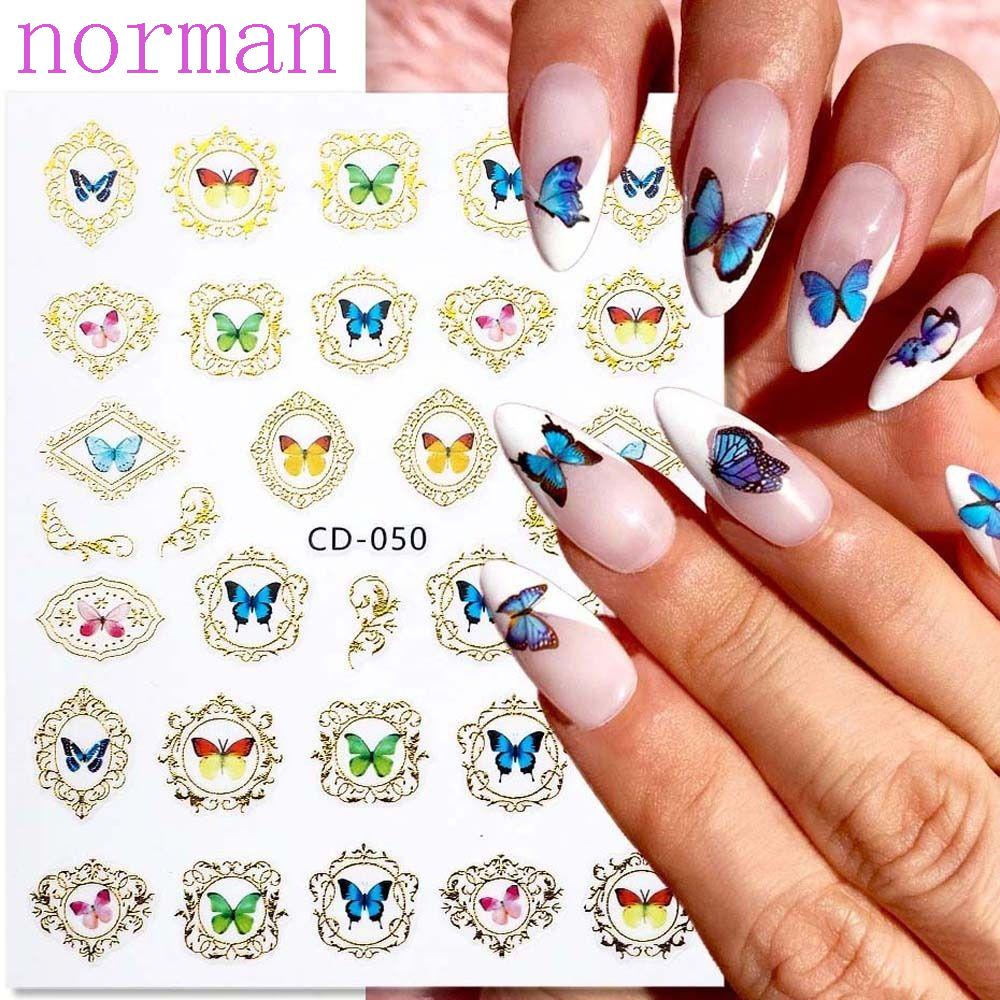 Miếng Dán Móng Tay Hình Hoa Cúc Và Bướm Thời Trang Dành Cho Nữ