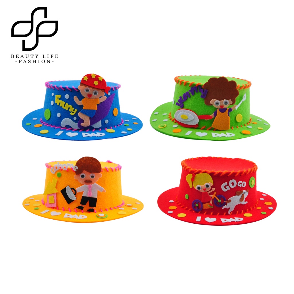 Beautylifefashion Bộ Nón Vải Không Dệt Màu Trơn In Chữ Hoạt Hình Vui Nhộn Cho Bé Làm Quà Tặng Ngày Của Cha