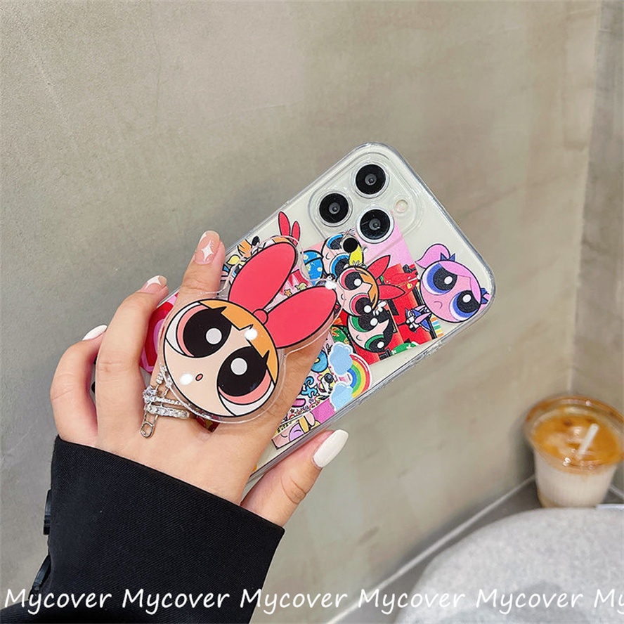 Giá Đỡ Điện Thoại Dạng Nhẫn Đeo Ngón Tay Hình Powerpuff Girls Dễ Thương