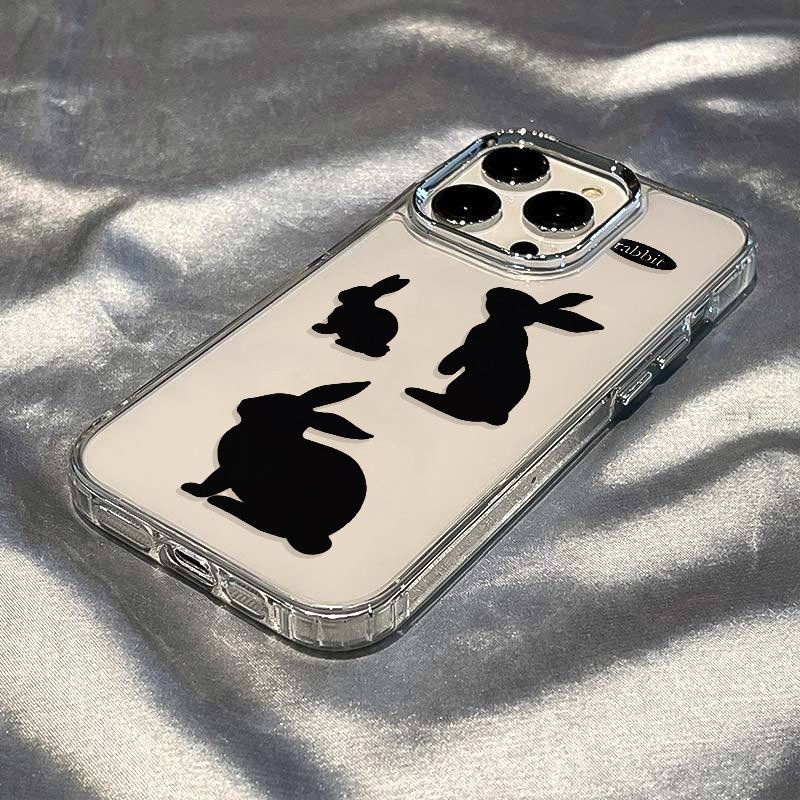 ✅Ốp Điện Thoại Dẻo Họa Tiết Chú Thỏ Đen Dễ Thương Chống Sốc Cho Iphone118 713In / 14proiPhone12plus