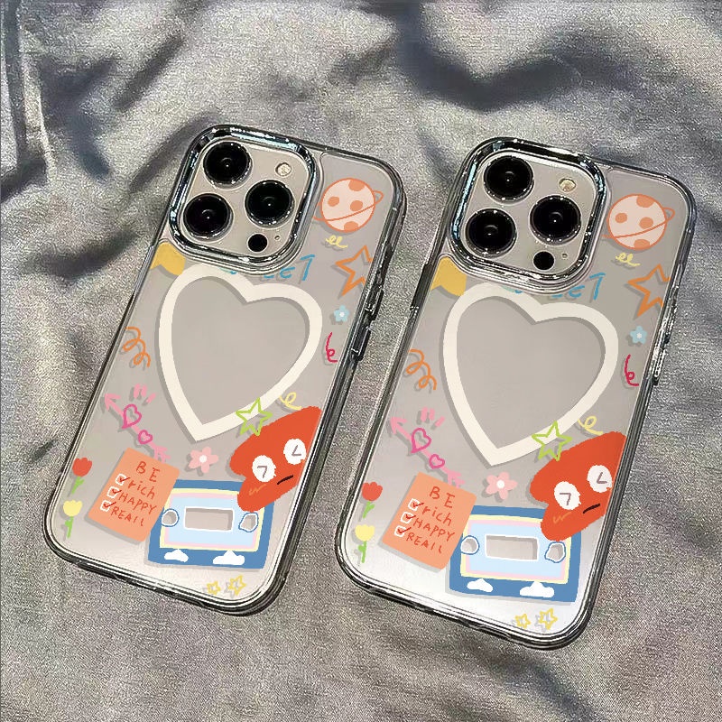 ✅Ốp Điện Thoại Mềm Chống Sốc Họa Tiết Trái Tim / Trái Tim Kiểu Khung Ảnh Cho Iphone 128 13 11 7 D2ZZ Max14Pro