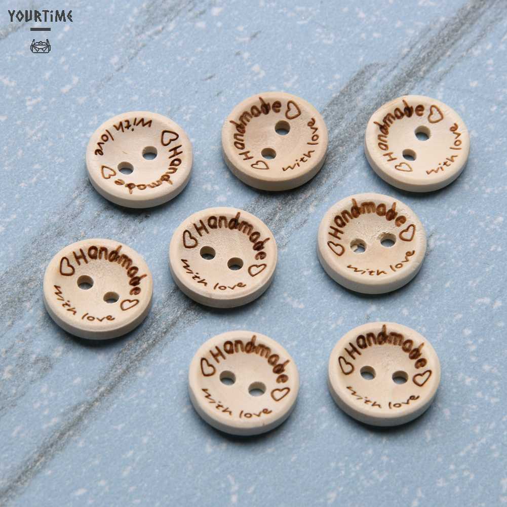 Set 100 Nút Gỗ Hình Trái Tim Nhiều Màu