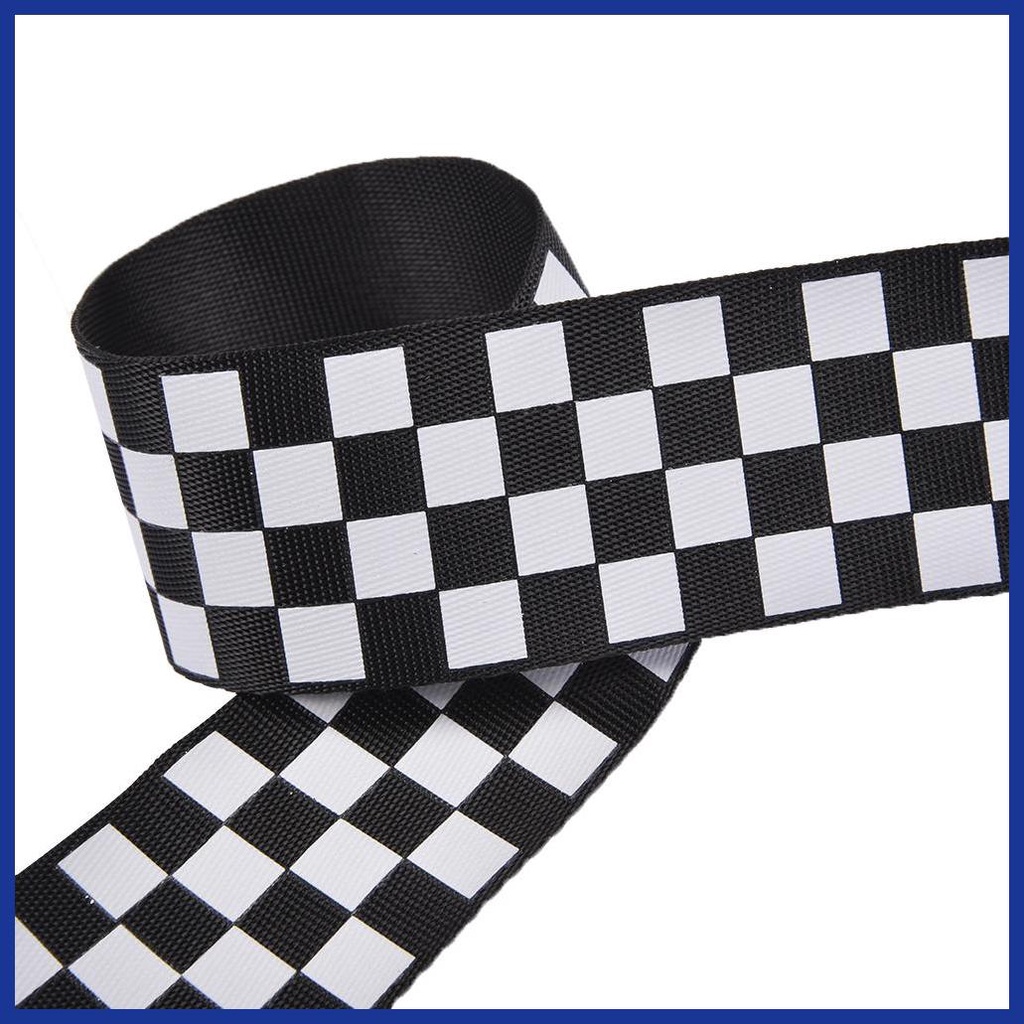 Thắt Lưng Vải Canvas Họa Tiết Kẻ Ô Vuông Trắng Đen 53.15inch Điều Chỉnh Được Thiết Kế Đơn Giản