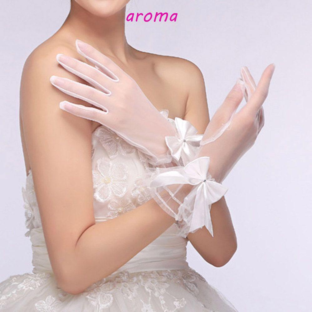 Găng Tay Ren Lưới Trong Suốt Phụ Kiện Cho Cô Dâu Ngày Cưới