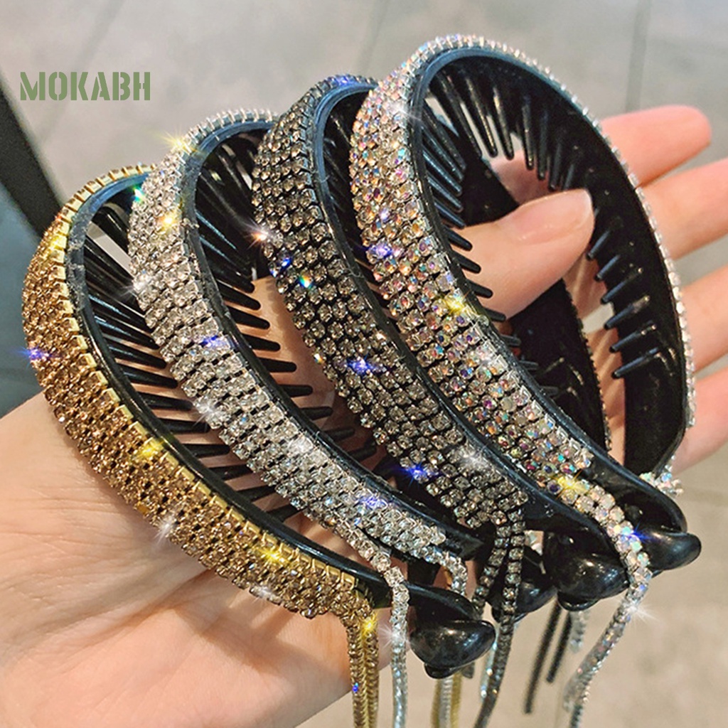 [Mok Abh] Kẹp Tóc Đuôi Ngựa Đính Kim Cương Giả Lấp Lánh Chống Trượt Phong Cách Hàn Quốc