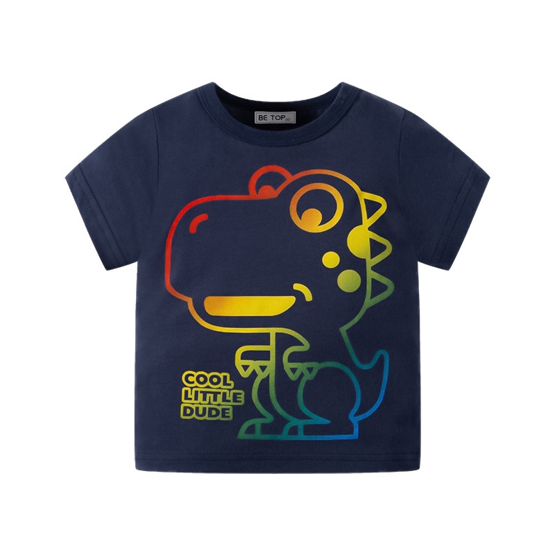 Áo Thun Cotton In Họa Tiết Khủng Long Hoạt Hình Phong Cách Hàn Quốc Thời Trang Mùa Hè Cho Bé Trai