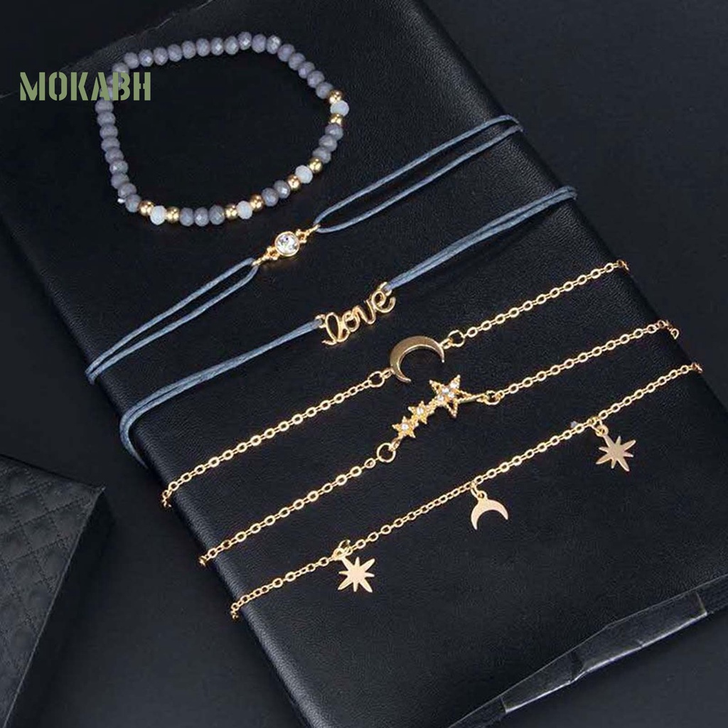 [Mok Abh] Set 6 Vòng Đeo Tay Bằng Hợp Kim Tinh Tế Quyến Rũ