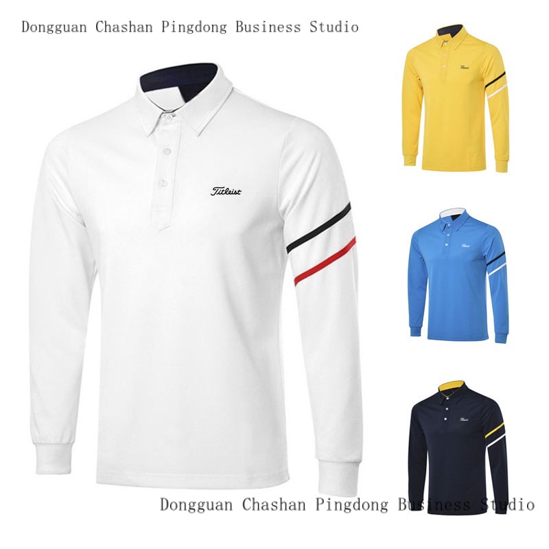 Áo Thun Đánh golf Tay Dài Cổ Đứng Có Khóa Kéo Chất Liệu polyester Thoáng Khí Nhanh Khô Thời Trang Thu Đông 2023 Cho Nam