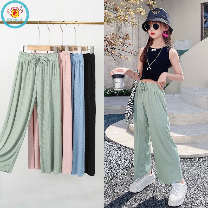 Quần Dài Lưng Cao Ống Rộng Chống Muỗi Phong Cách Hàn Quốc Cho Bé Gái