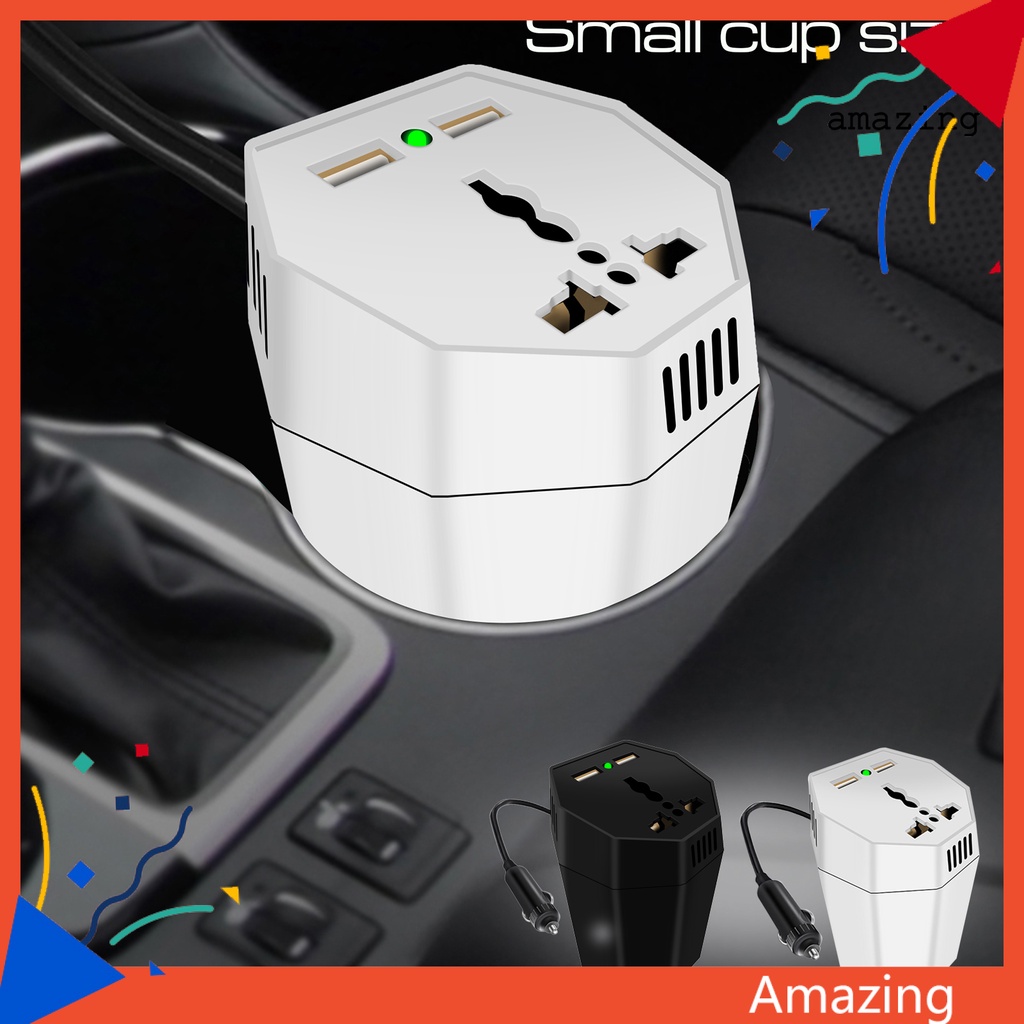 Bộ Chuyển Đổi Nguồn Điện AC USB Kép Thông Dụng Cho Xe Hơi DC 12V Sang 110V AC / Máy Tính Bảng