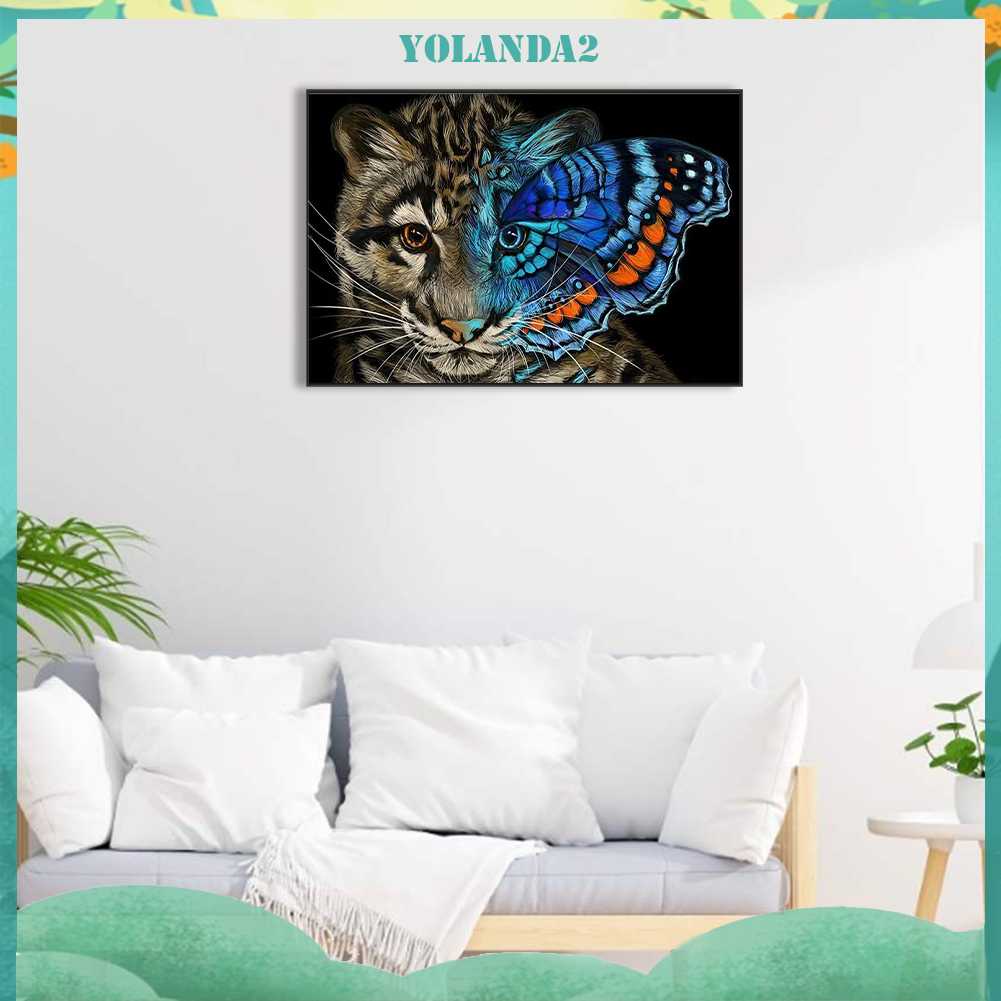 Tranh Đính Đá Kim Cương Toàn Bộ 5D DIY Hình Vẽ Mèo Trang Trí Nhà Cửa