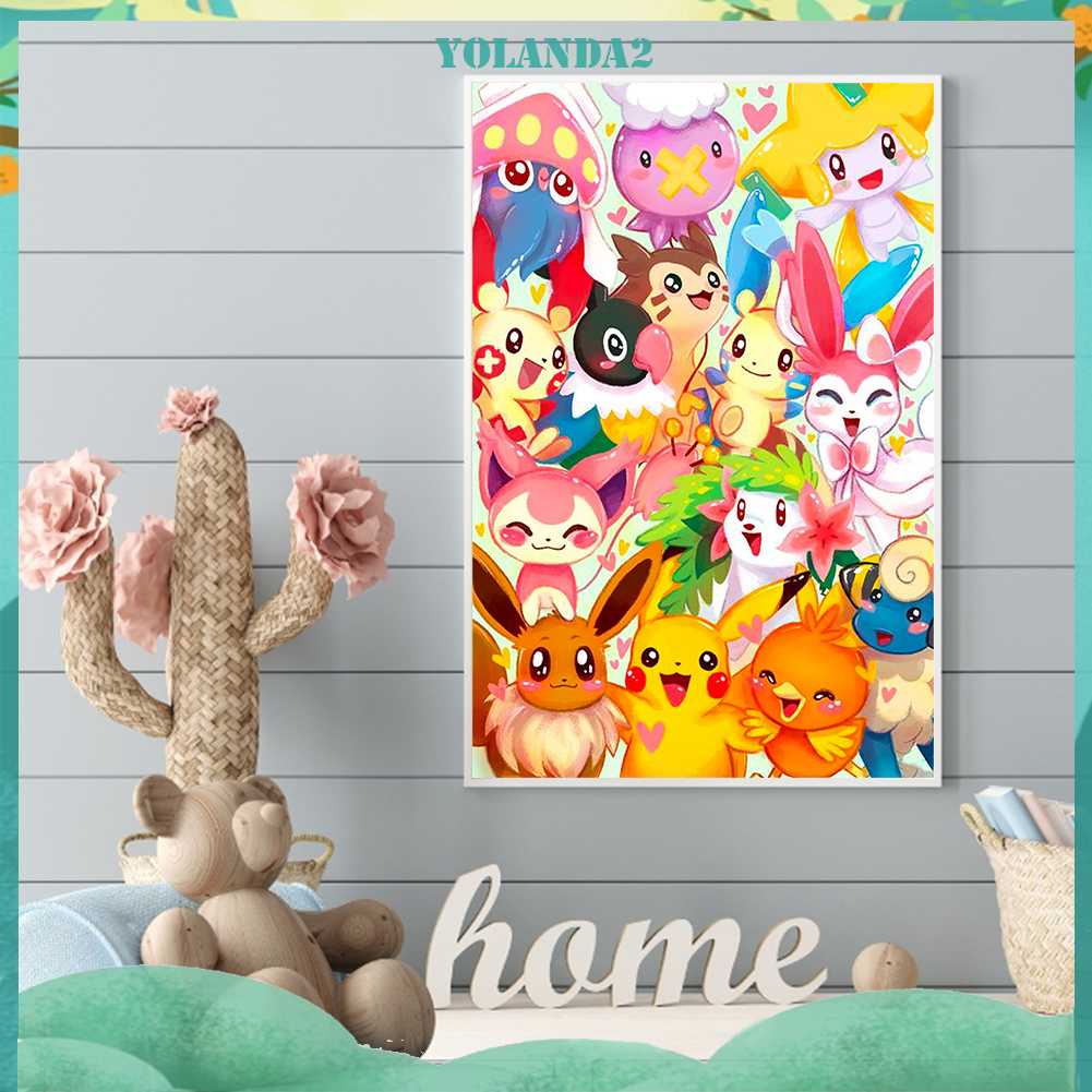 Tranh Đính Đá Kim Cương Toàn Bộ 5D DIY Hình Pokemon