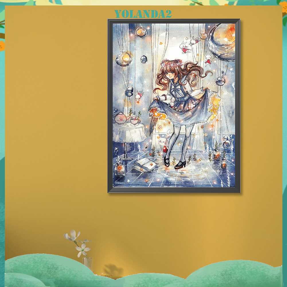 Tranh Đính Đá Kim Cương Toàn Bộ 5D DIY Hình Vẽ Cô Gái Trang Trí Nhà Cửa