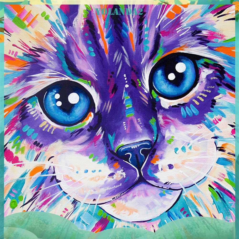 Tranh Đính Đá Kim Cương Toàn Bộ 5D DIY Hình Vẽ Mèo Trang Trí Nhà Cửa