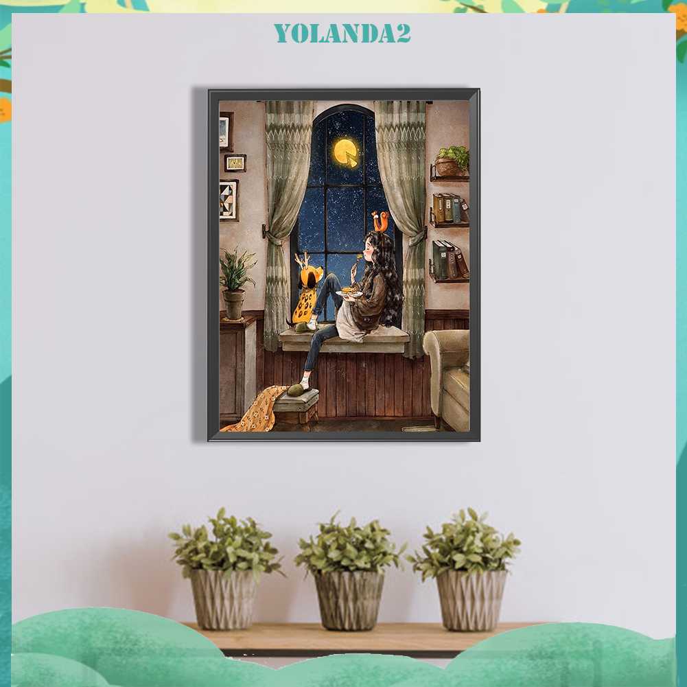 Tranh Đính Đá Kim Cương Toàn Bộ 5D DIY Hình Vẽ Cô Gái Trang Trí Nhà Cửa