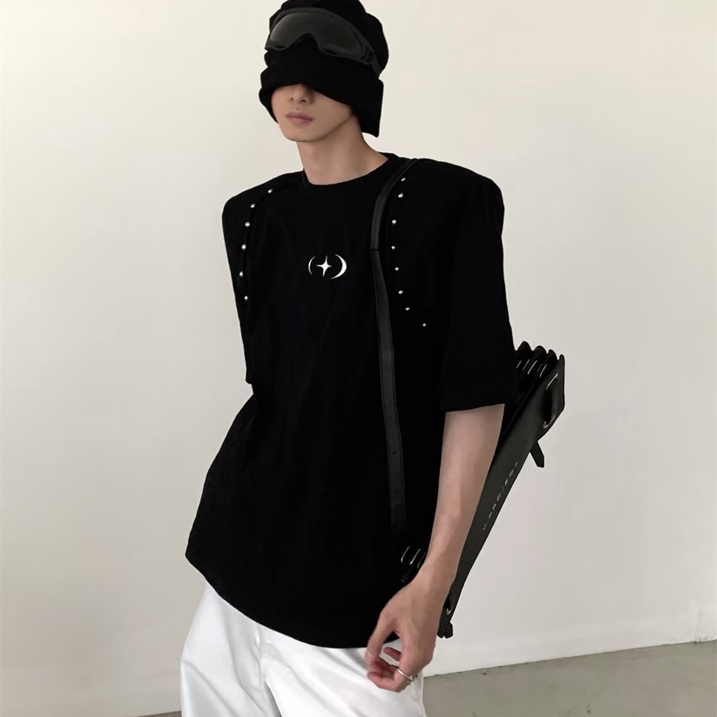Áo Thun Tay Ngắn Cổ Tròn Dáng Rộng Màu Trắng Đen Thời Trang Mùa Hè