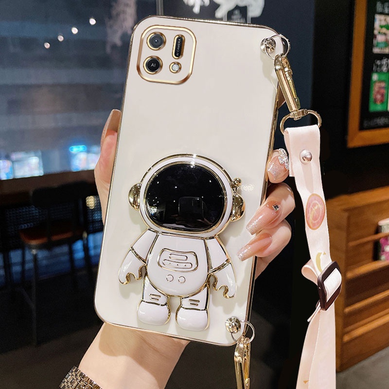 Ốp Điện Thoại Hình Phi Hành Gia Có Dây Đeo Dài Cho OPPO A16K OPPO A16E