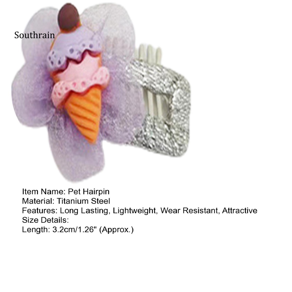 Kẹp Tóc Trang Trí Hình Cây Kem Hoạt Hình Siêu Nhẹ Không Gây Kích Ứng Bằng Thép Titan Dễ Sử Dụng Cho Thú Cưng