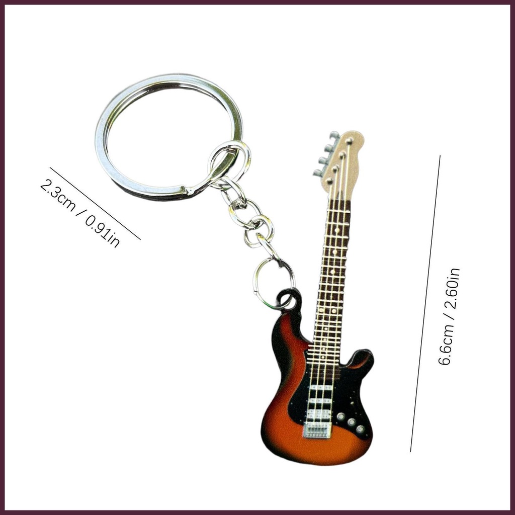 Móc Khóa Hình Cây Đàn Guitar Bằng Thép Không Gỉ