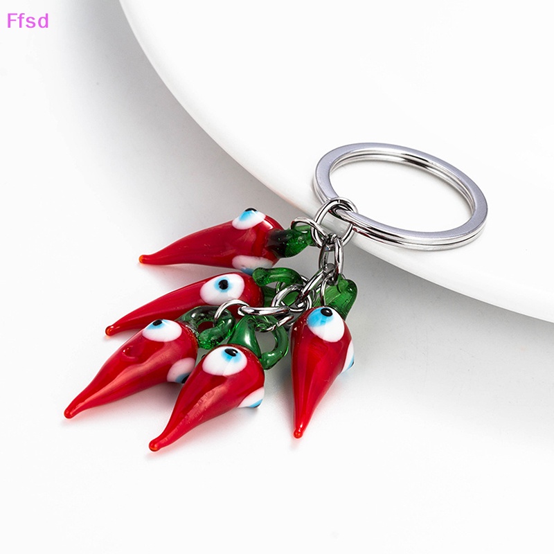 {Ffsd} Móc Chìa Khóa Kim Loại Hình Quả Ớt Đỏ Mắt Xanh Dương Sáng Tạo Thời Trang Làm Quà Tặng Trang Sức Cho Nam Và Nữ